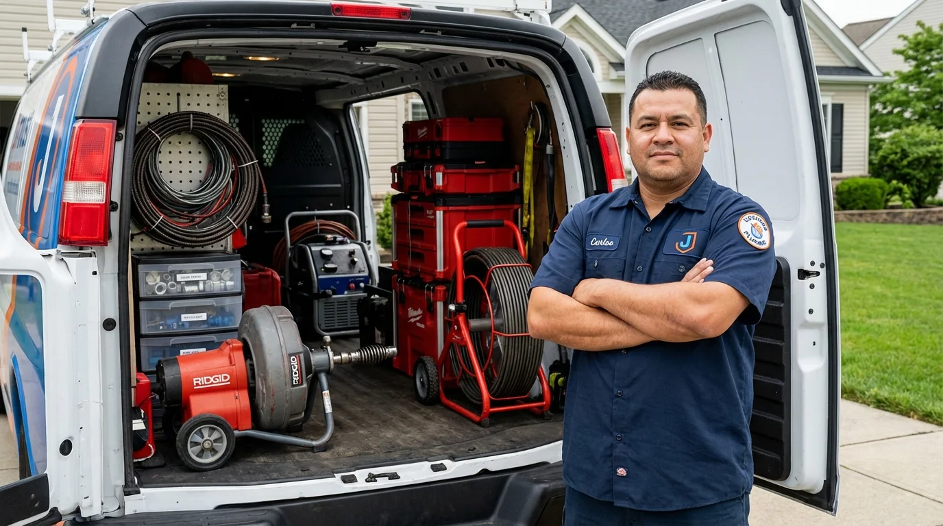 Professional drain cleaning equipment and Johns Plumbing LLC plumber in West Helena