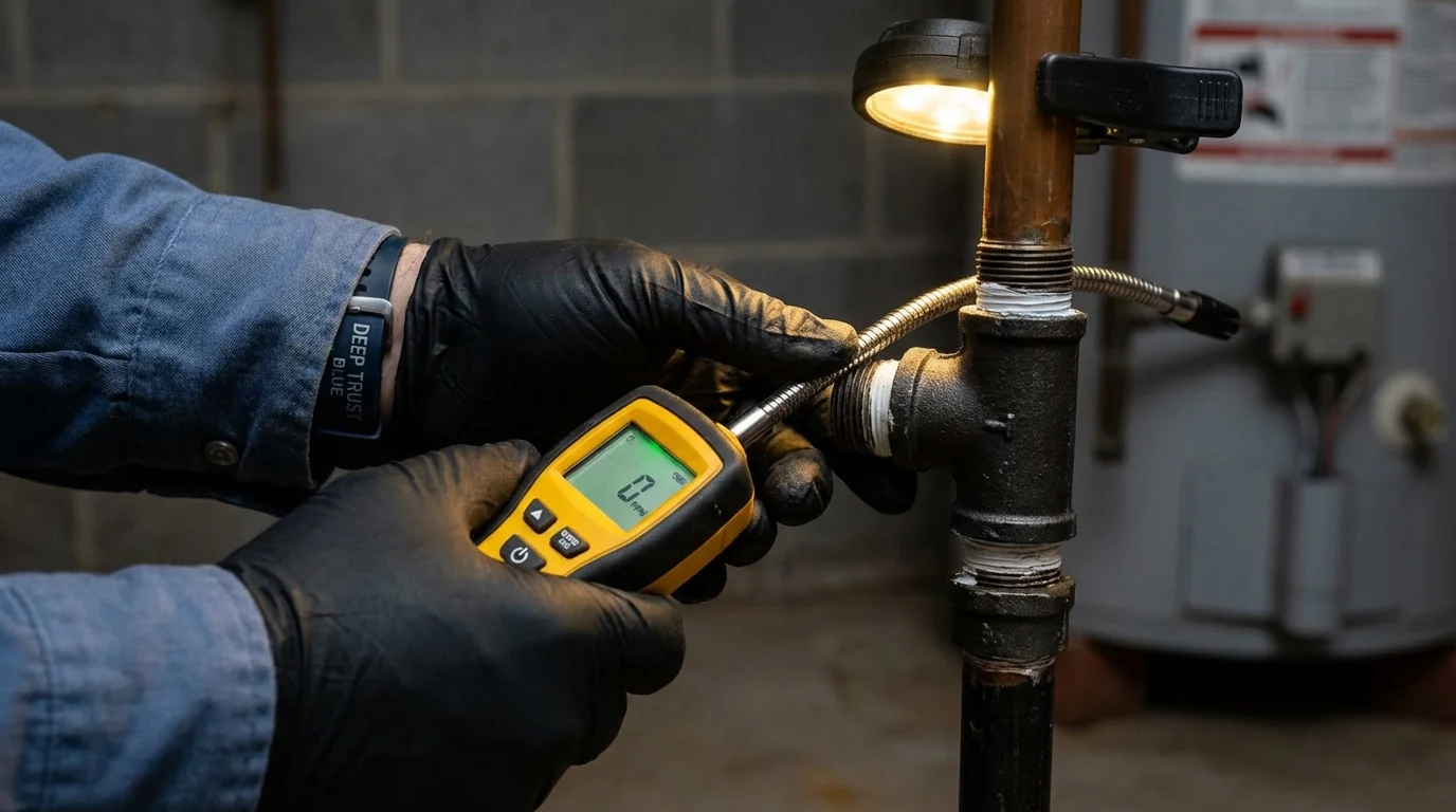 Gas leak detection with electronic sniffer by Johns Plumbing LLC in West Helena