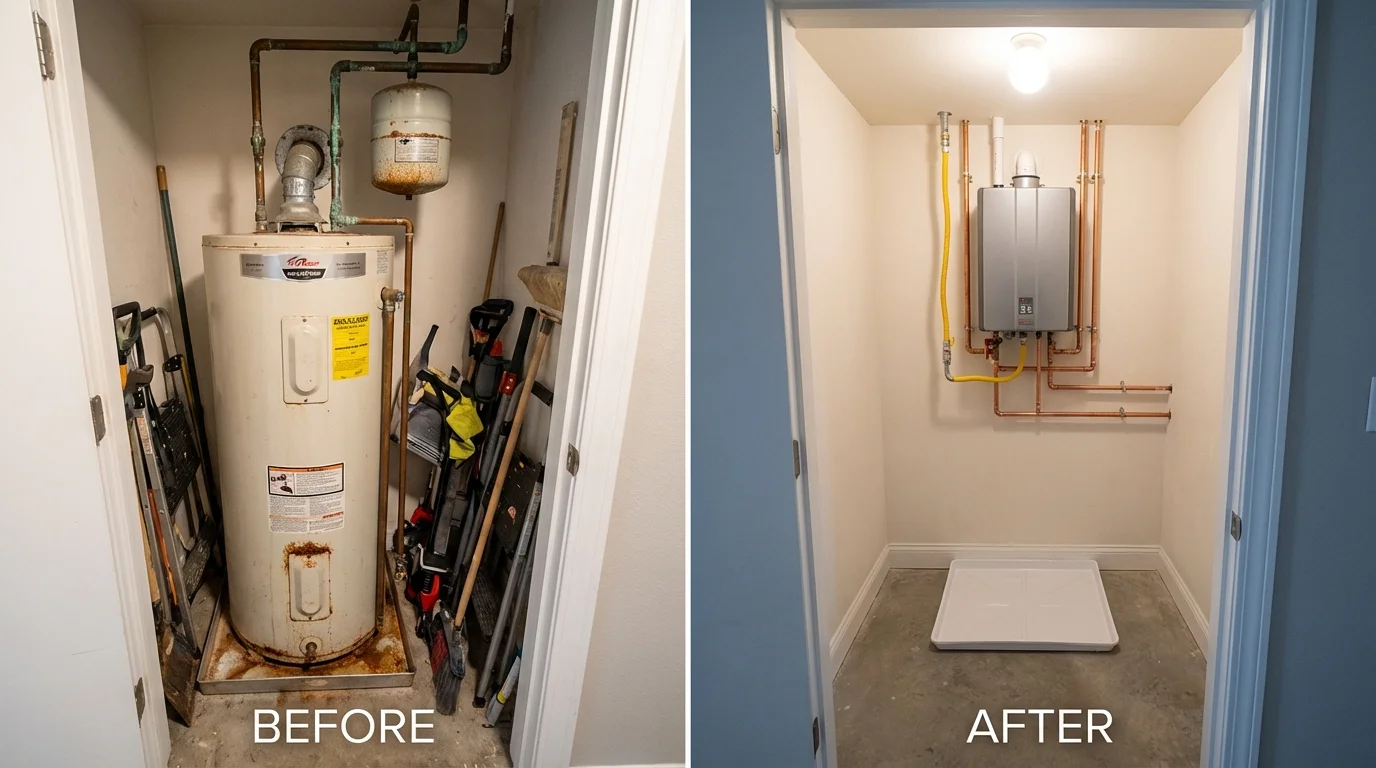 Tank water heater versus wall-mounted tankless unit comparison for West Helena, AR homeowners