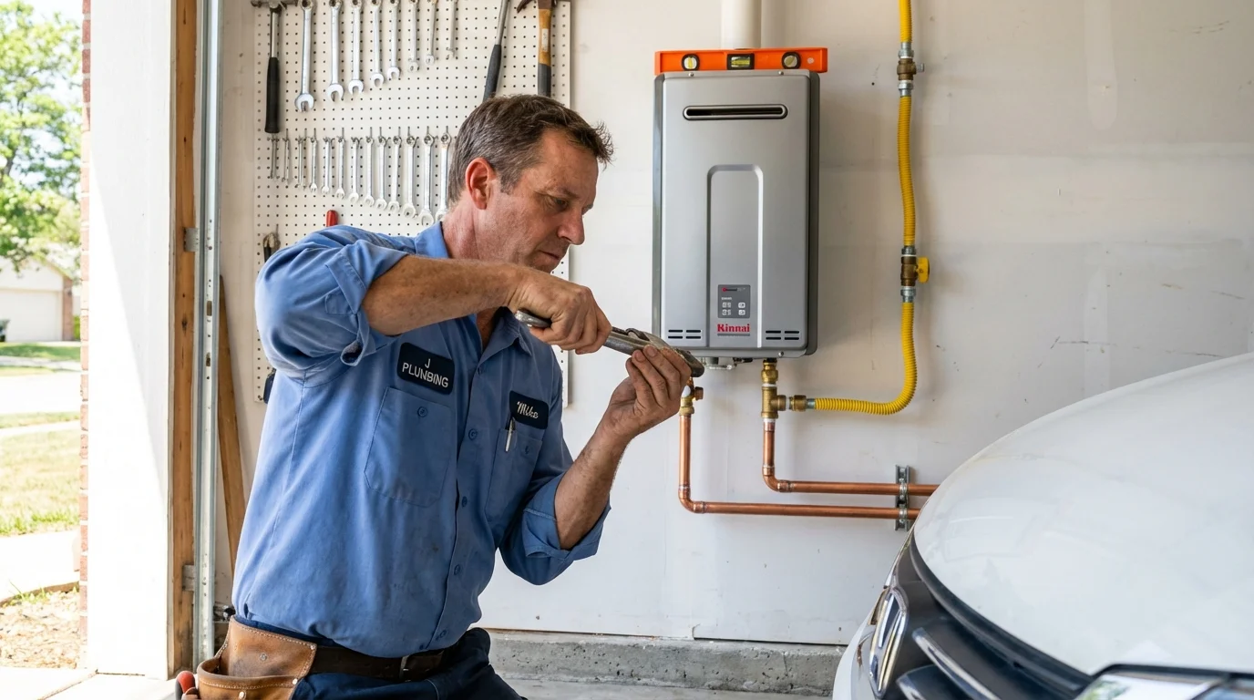 Tankless water heater installation by a Johns Plumbing LLC plumber in West Helena